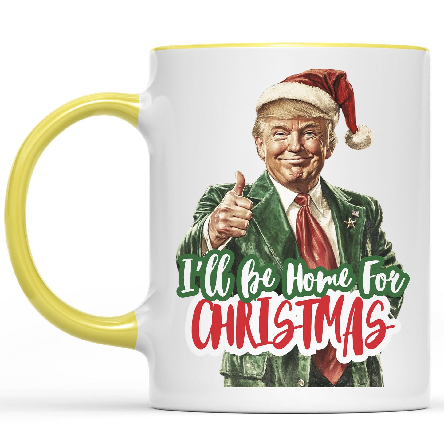 Trump I'll Be Home for Christmas Mug, Humorous Trump Christmas Mug, Christmas Republican White Mug Accent Mug C1559 - GOP