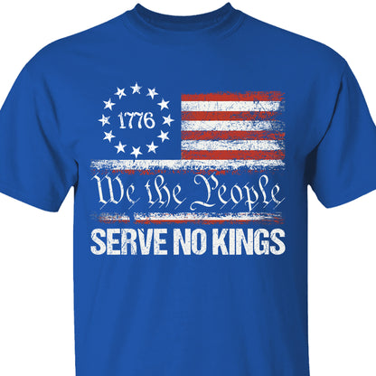 We The People Serve No Kings Shirt | Anti Trump Protest Tee | 1776 Distressed American Flag Dark Shirt 682475