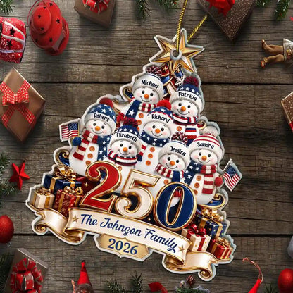 Personalized USA 250th Anniversary Acrylic Ornament, Patriotic Christmas Ornament, Holiday Gift For Family 686335 WFD