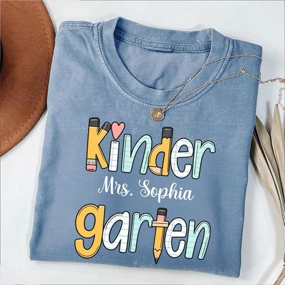 Custom Teacher Name Comfort Colors Shirt, Personalized Kindergarten Tee, Back To School Gift 685490