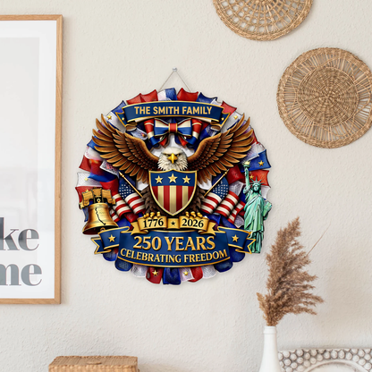 Custom 250 Years Wood Sign - Personalized America 250th Anniversary Sign | Patriotic Wall Decor 684534