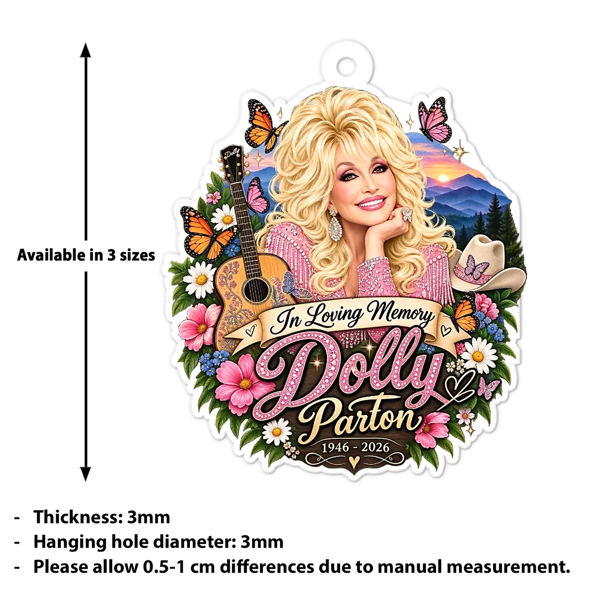 In Loving Memory Dolly Parton Acrylic Ornament, Country Music Christmas Ornament, Dolly Fan Gift 686148