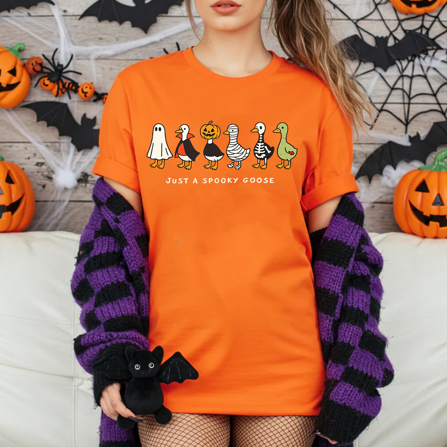 Just A Spooky Goose Dark Shirt, Halloween Funny Goose Tee, Halloween Gift For Men & Women 685700