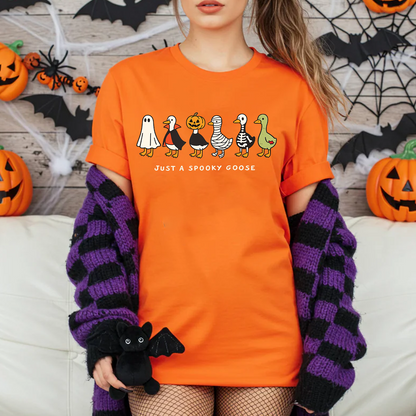 Just A Spooky Goose Dark Shirt, Halloween Funny Goose Tee, Halloween Gift For Men & Women 685700