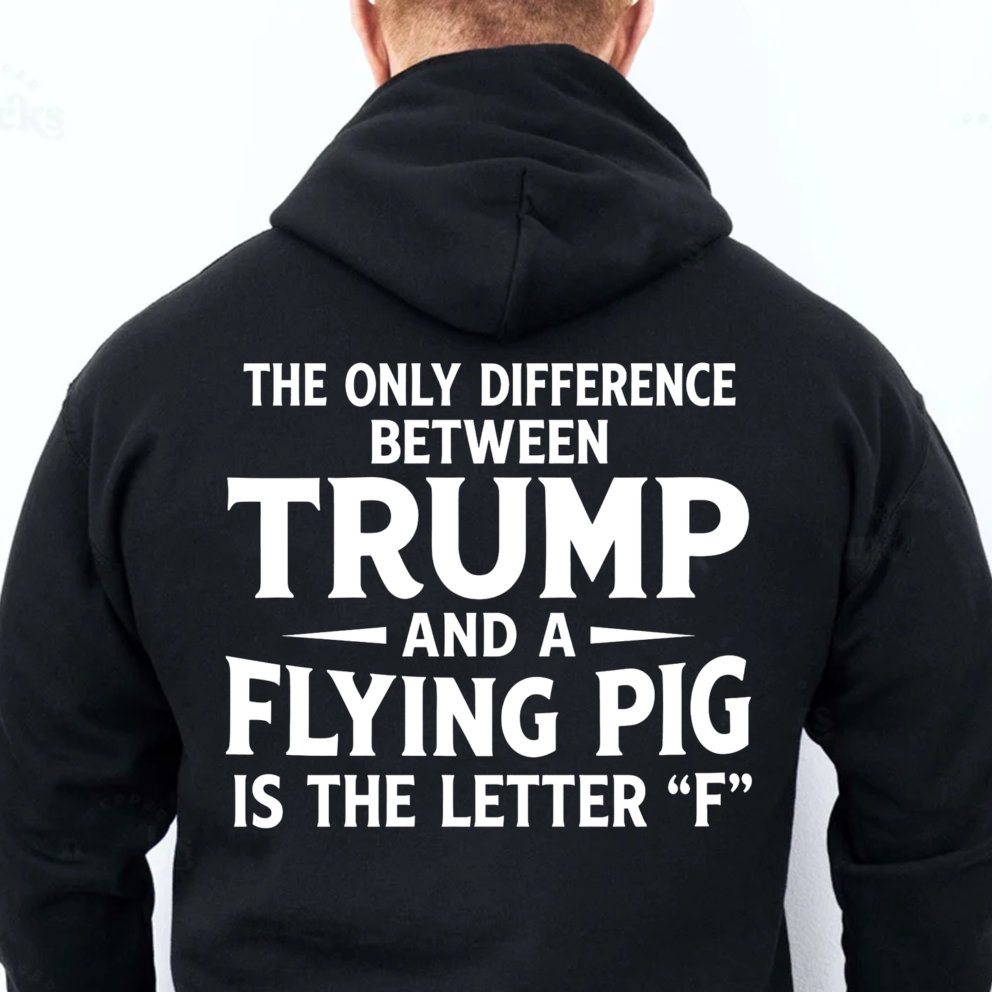 Funny Flying Pig Joke Anti Trump Backside Dark Shirt, Political Humor Graphic Tee 686061