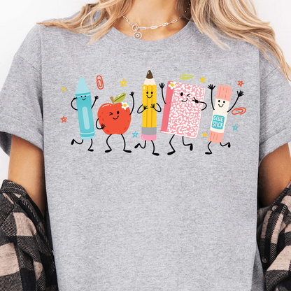 Cute School Supplies Shirt, Crayon Pencil Notebook Tee, Back To School Shirt 685729