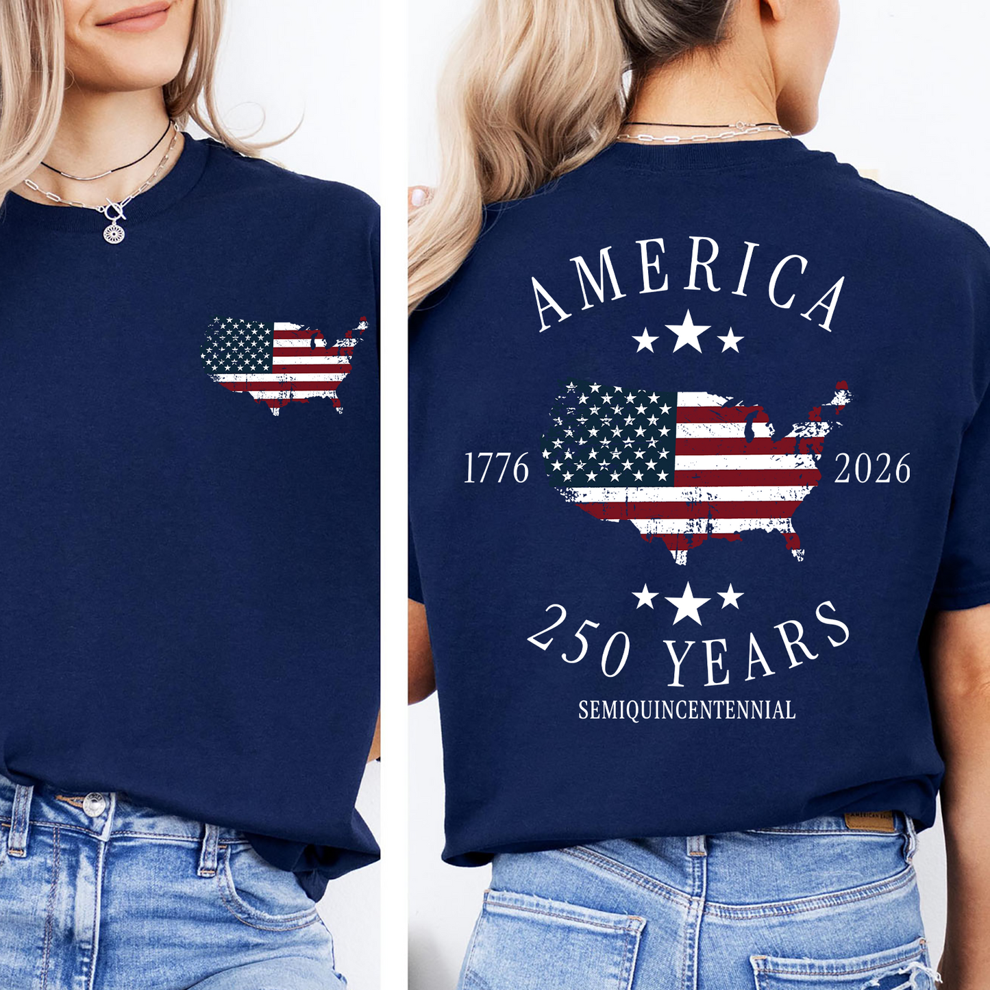 America 250th Anniversary Pocket & Back Dark Shirt, Patriotic Semiquincentennial 1776–2026 Tee, Fourth Of July Gift 685321