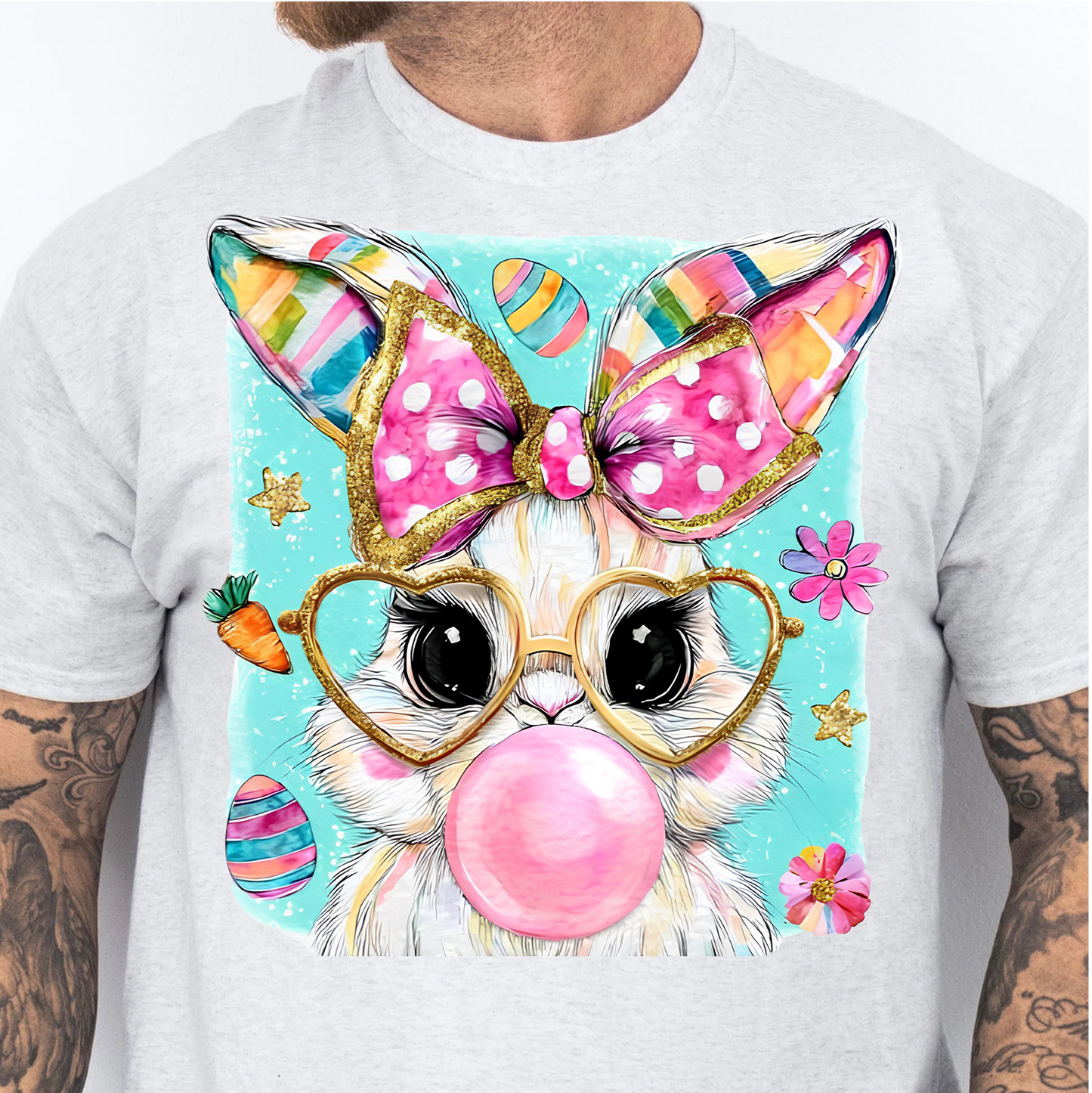 Easter Bunny - Bunny Blowing Bubblegum Bright Shirt | Easter Day T-Shirt 684446