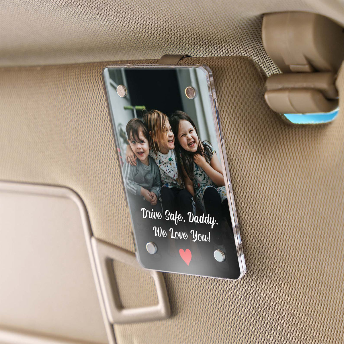Drive Safe Daddy Custom Photo Car Visor Clip | Personalized Gift For Him | Car Photo Frame 683282
