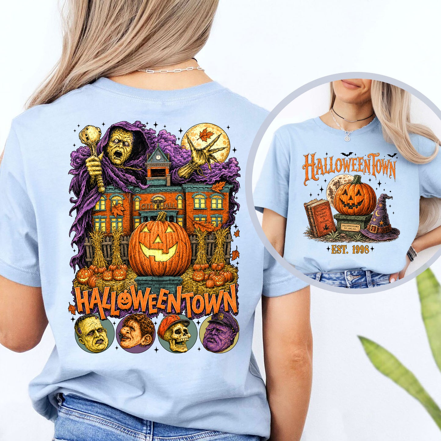 Halloweentown Est 1998 Front And Back Bright Shirt, Halloween Unisex Graphic T-Shirt 685680