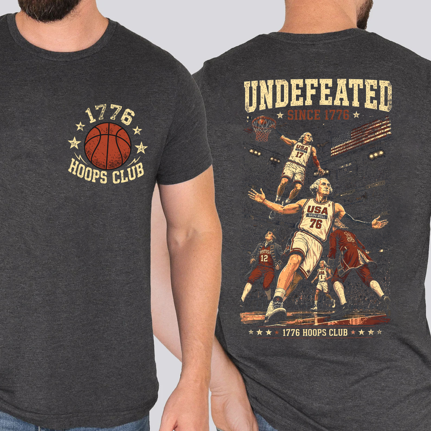 USA 250th Anniversary Pocket & Back Dark Shirt, Funny Undefeated Since 1776 Tee, Patriotic 4th Of July Gift 685410