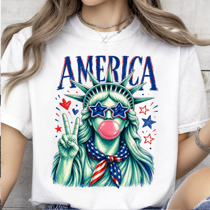 USA 250th Anniversary Bright Shirt, Vintage Preppy Statue Of Liberty Tee, Patriotic 4th Of July Gift 685337
