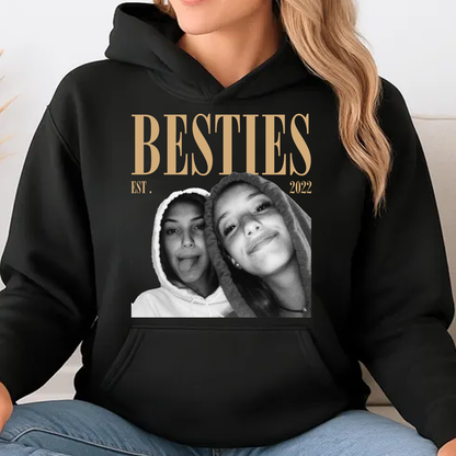 Custom Photo Besties Dark Shirt, Personalized Vintage Friendship Tee, Birthday Gift For Friend 685599