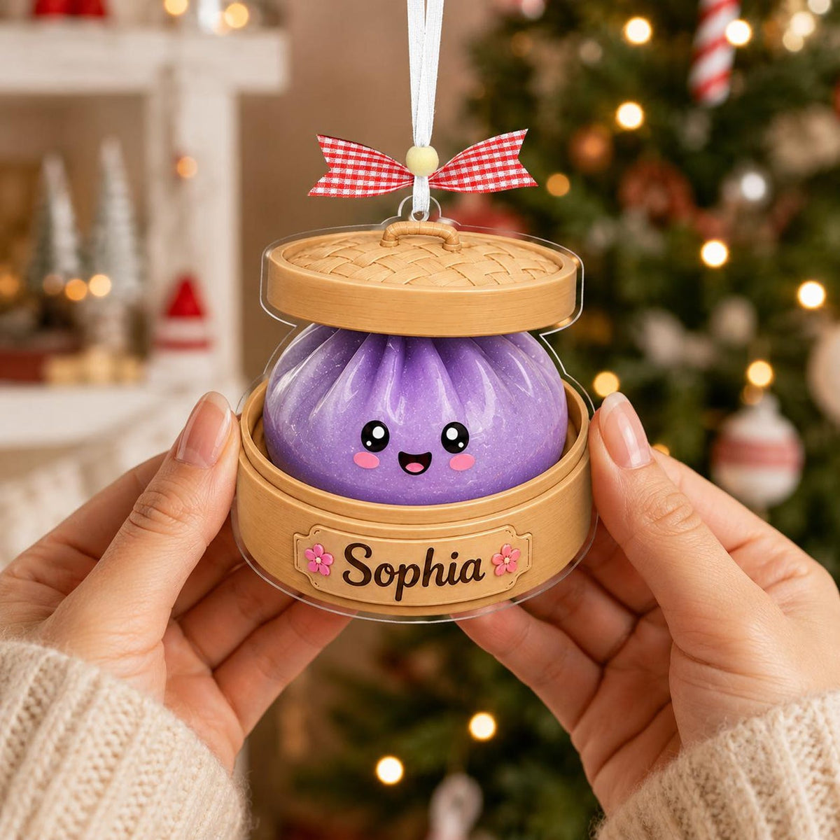 Personalized Glitter Dumpling Acrylic Ornament, Custom Name Christmas Keepsake Gift 686422 WFD