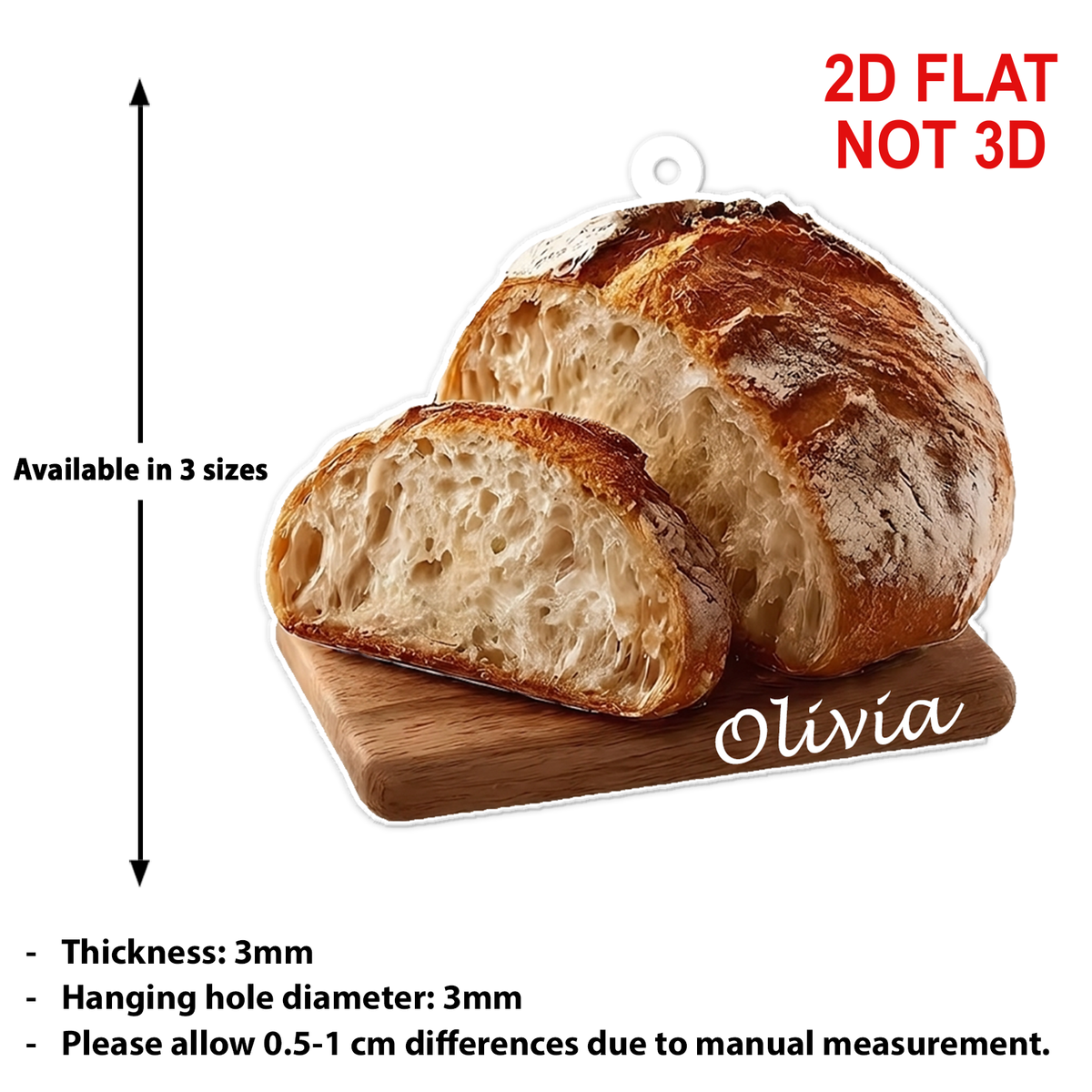 Personalized Sourdough Bread Acrylic Ornament, Custom Name Christmas Gift For Bread Lover 686378