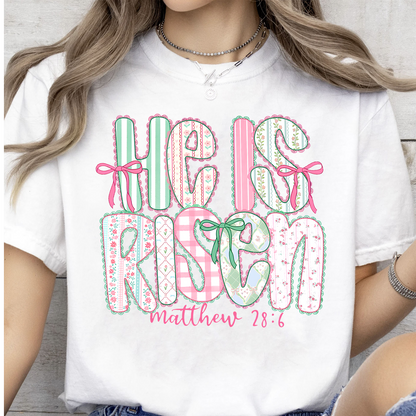 He Is Risen Coquette Lace Bright Shirt | Easter Day T-Shirt 684440