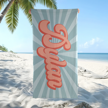 Personalized Retro Beach Towel, Custom Name Pool Towel, Bachelorette Party Favor, Summer Beach Gift 685578