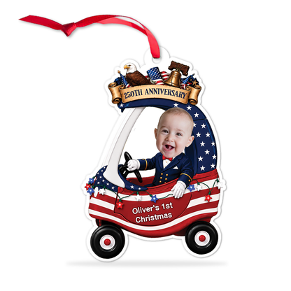 USA 250th Anniversary Baby’s First Christmas Acrylic Ornament, Custom Photo Car Christmas Ornament, Gift For Family 686013
