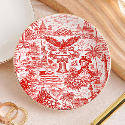 250 Years Of America Jewelry Dish | Vintage Patriotic Trinket Tray | 4th Of July Gift 684893