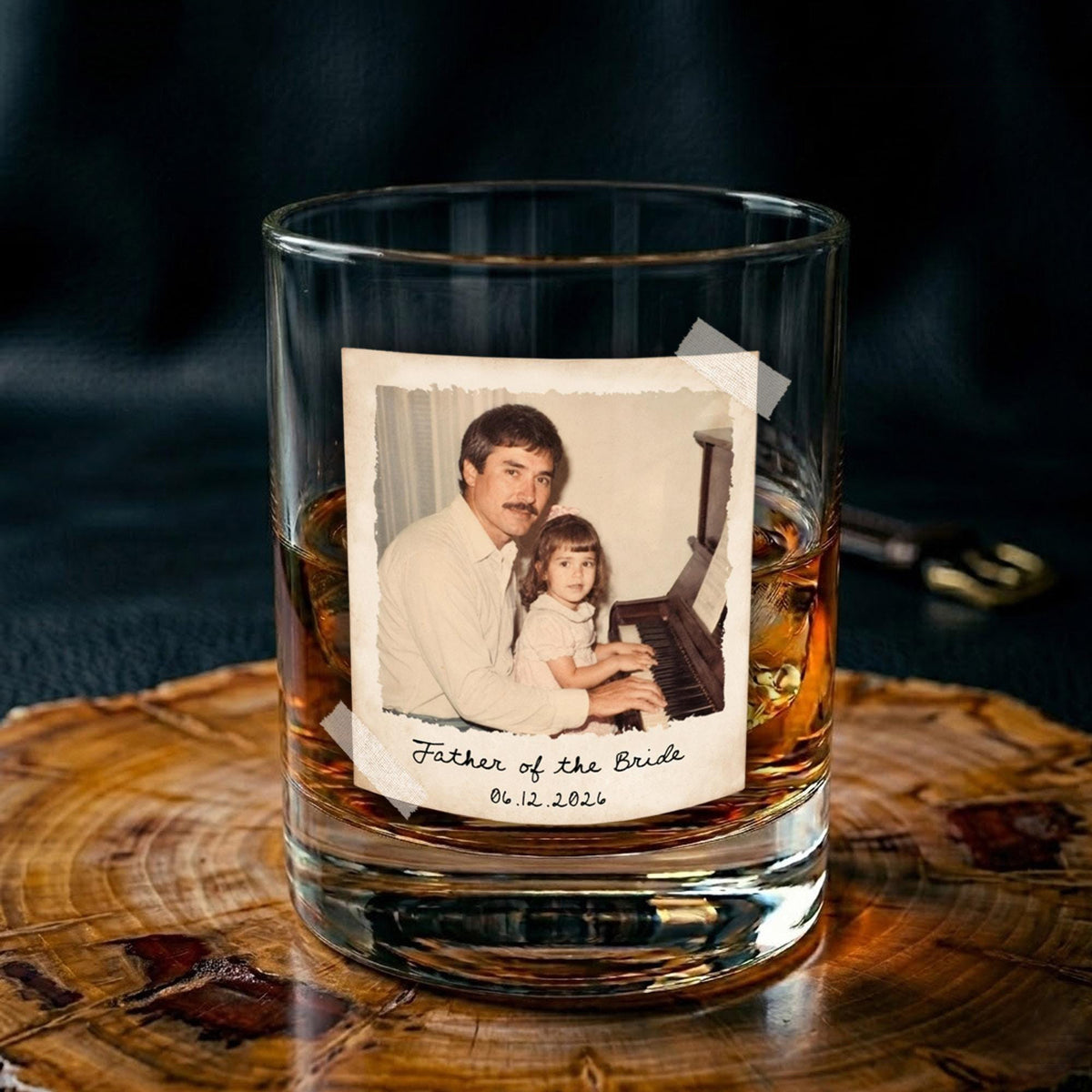 Custom Photo Polaroid Whiskey Glass, Personalized Wedding Rocks Glass, Gift For Dad 686521 WFD