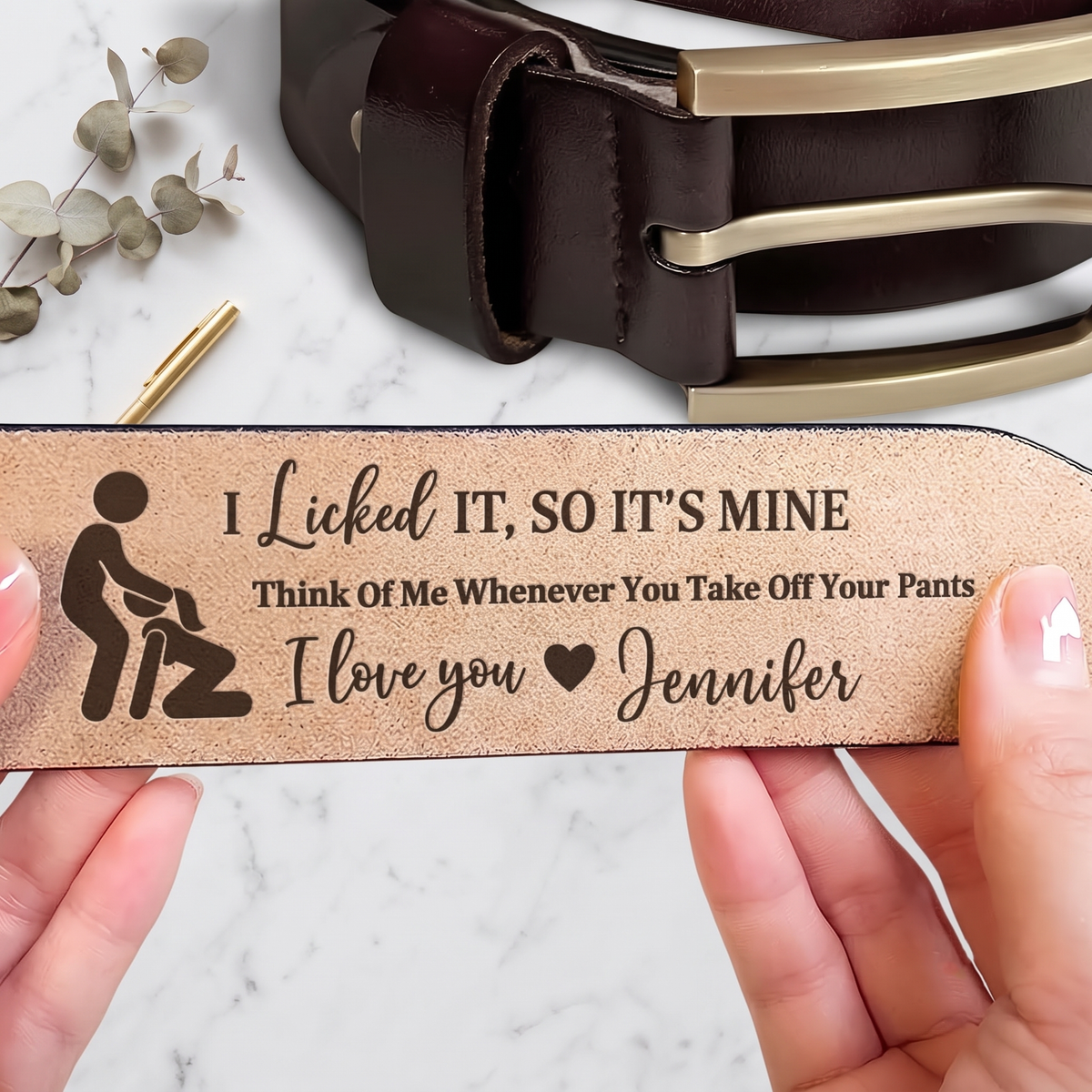 Personalized Hidden Message Leather Belt, Custom Engraved Leather Belt, Funny Gift For Couple 686497 WFD