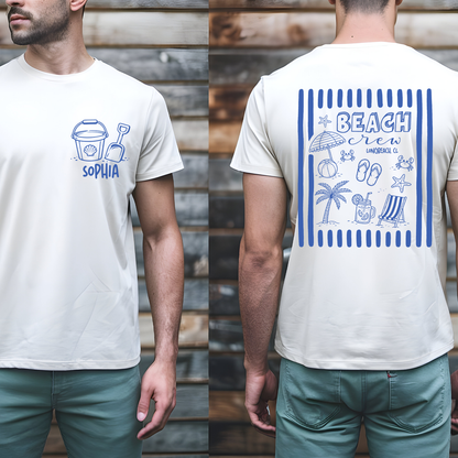 Personalized Beach Vacation Pocket & Back Bright Shirt, Family Trip Summer Tee, Vacay Family Summer Gift 685515