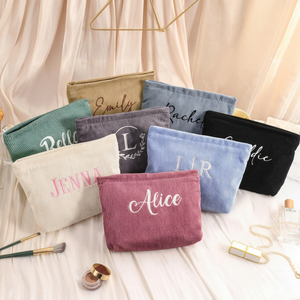 Personalized Corduroy Makeup Bag | Custom Name Makeup Bag Gift For Women | Mother's Day Gifts Bag 684741