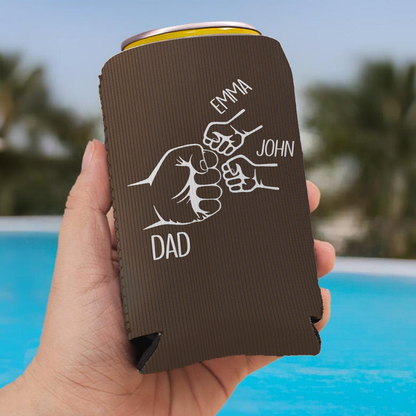 Dad Fist Bump Can Cooler | Personalized Father's Day Gift With Kids Names | Can Sleeve Gift For Dad 684994