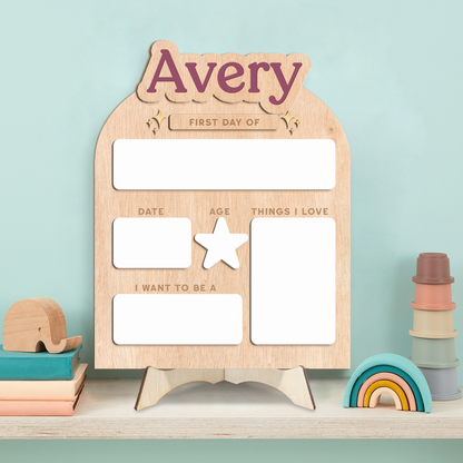 Personalized First Day Of School Wooden School Board, Custom Name School Sign 685527