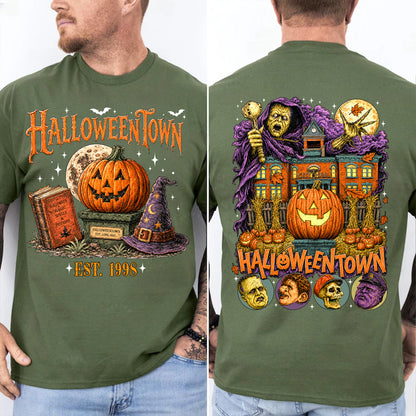 Halloweentown Est 1998 Front And Back Dark Shirt, Halloween Unisex Graphic T-Shirt 685680