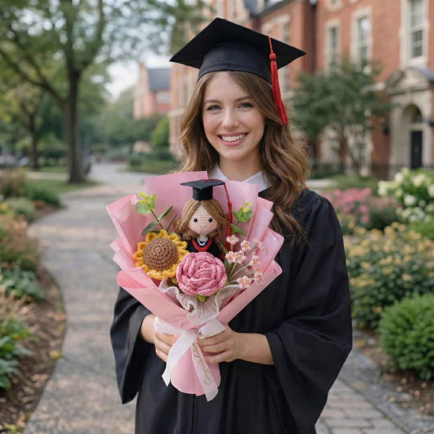 Personalized Crochet Graduation Bouquet | Handmade Class Of 2026 Bouquet Gift For Graduation 684738