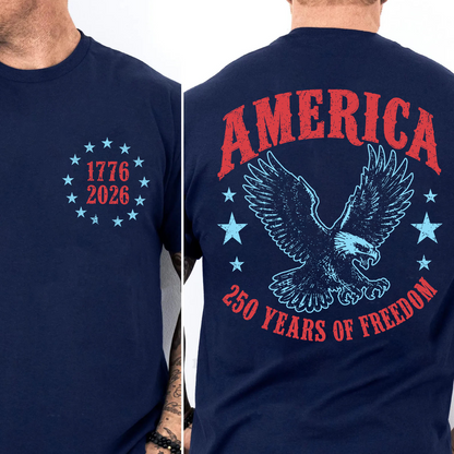 America 250th Anniversary Pocket & Back Dark Shirt, 250 Years Of Freedom Patriotic Tee, 4th Of July Gift 685397