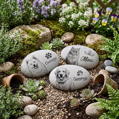 Custom Pet Photo Memorial Garden Stone, Personalized Pet Sympathy Stone, Gift For Dog And Cat Lovers 685451 WFD