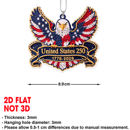 USA 250 Years Anniversary Car Ornament | Patriotic 1776–2026 Semiquincentennial Eagle Ornament 684759