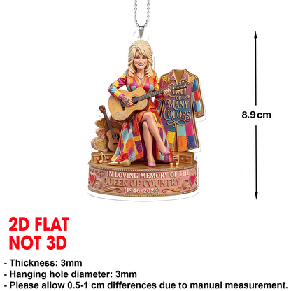 Dolly Parton Memorial Car Ornament, Coat Of Many Colors Ornament, Dolly Fan Gift 686199