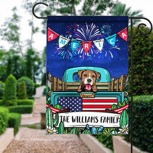 Happy Fourth Of July Personalized Custom Dog Garden Flag