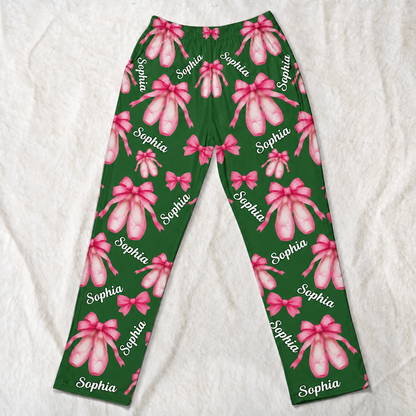 Personalized Coquette Bow Ballet Pajamas Pants, Custom Name Christmas Gift For Ballet Lover 686541 WFD