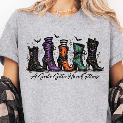 A Girl's Gotta Have Options Bright Shirt, Retro Halloween Tee, Funny Gift For Halloween 685938
