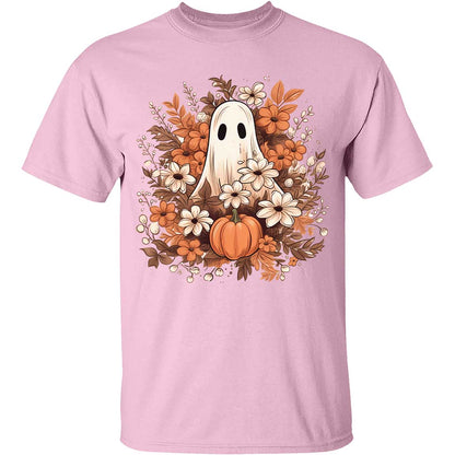 Fall Floral Ghost Halloween Shirt, Autumn Pumpkins Trendy Halloween Shirt 776V3