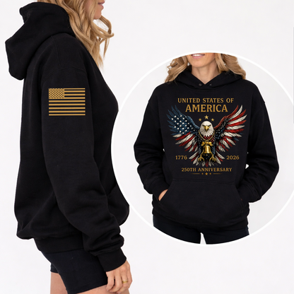 Retro USA 250th Anniversary Dark Shirt | Patriotic 4th Of July Front & Sleeve Shirt | Independence Day Gift 685406