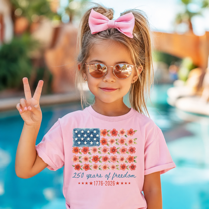 America 250 Years Of Freedom Kids Shirt, Patriotic USA 4th Of July Toddler Tee, 1776-2026 Freedom Shirt 685100