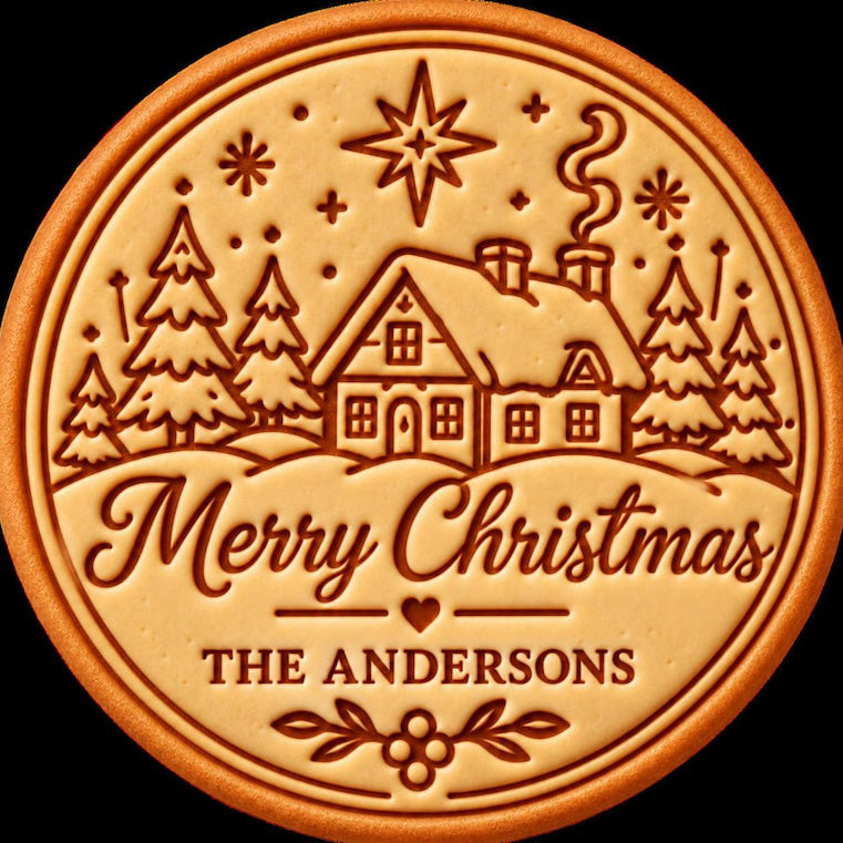 Personalized Merry Christmas Cookie Stamp & Cutter, Custom Family Name Holiday Gift 686921 WFD