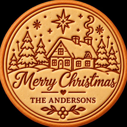 Personalized Merry Christmas Cookie Stamp & Cutter, Custom Family Name Holiday Gift 686921 WFD