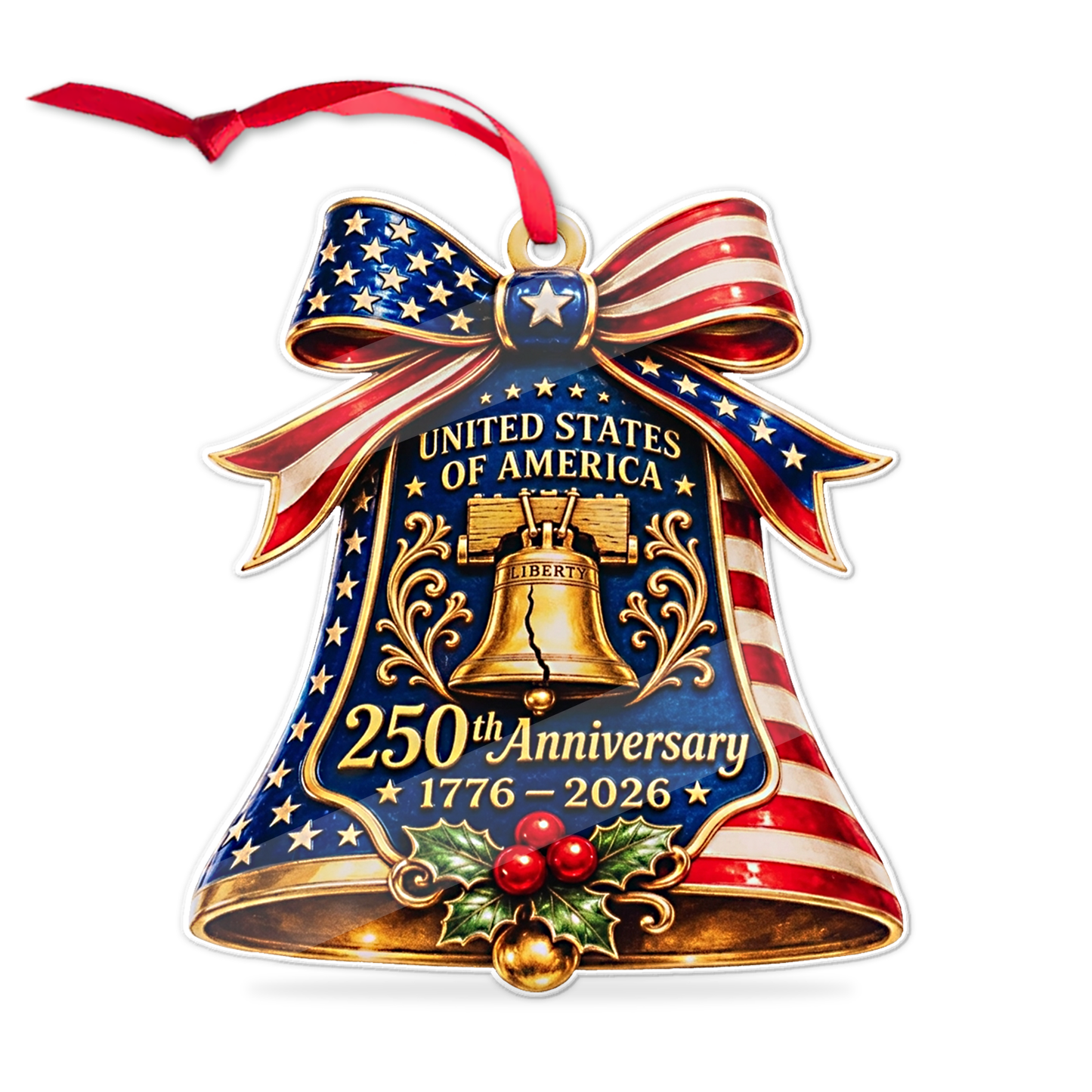USA 250 Years Anniversary Acrylic Ornament, 1776-2026 Patriotic Liberty Bell Christmas Ornament 686113