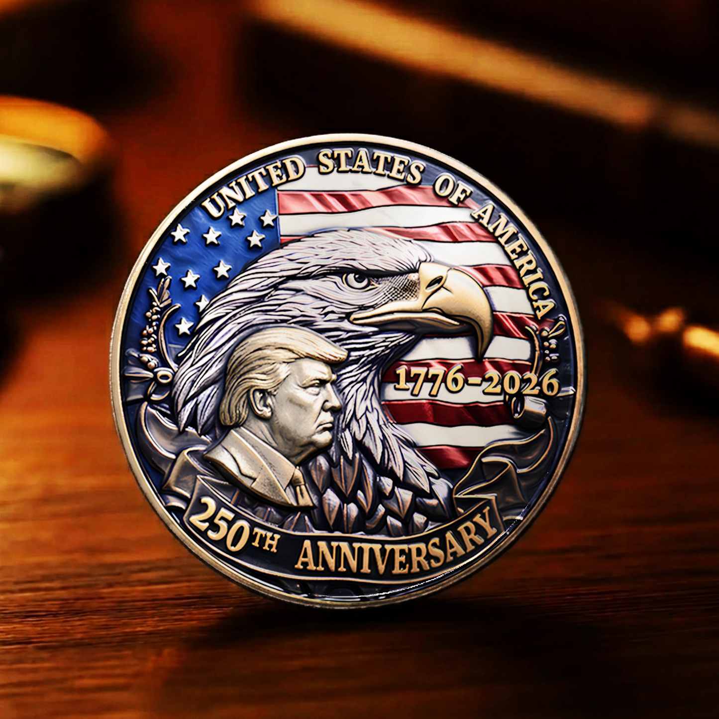 In God We Trust Commemorative Coin, Trump & Washington 250th Anniversary Coin 685794