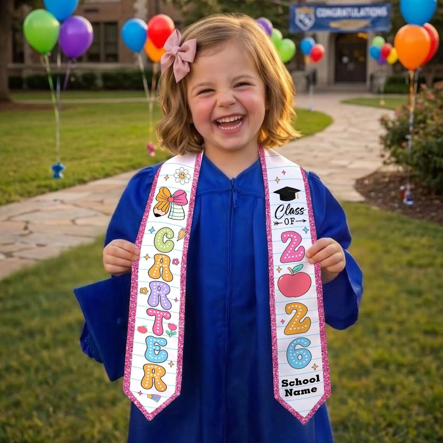 Personalized Kid Graduation Stole | Class Of 2026 Kindergarten Stoles Sash | Kids Graduation Gift, Preschool Graduation Stole 684682