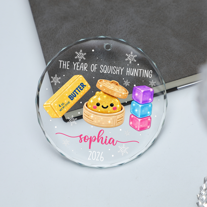 Personalized Squishy Glass Ornament, Custom Kids Name Year Of Squishy Hunting Christmas Gift 686441