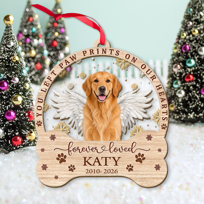 Custom Dog Photo Memorial Wooden Ornament, Forever Loved Dog Ornament, Christmas Tree Keepsake 685998