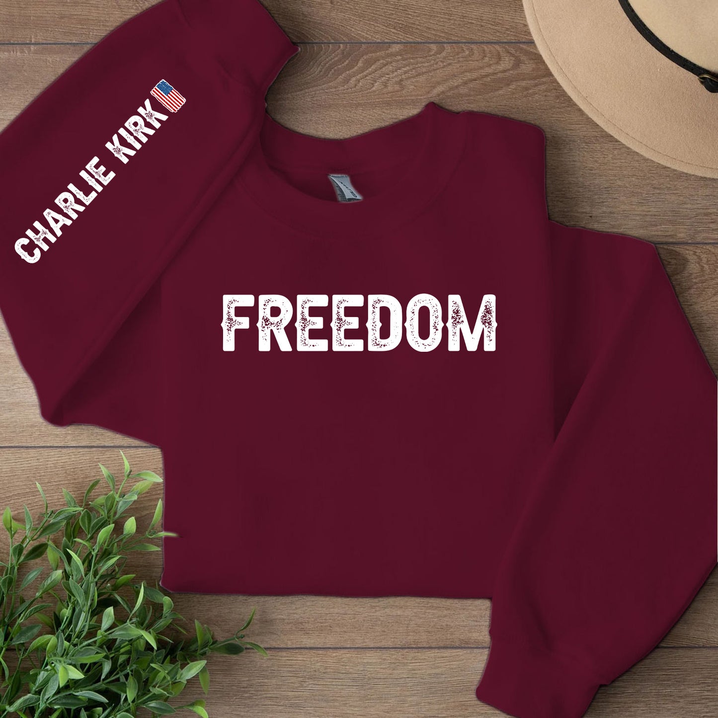 Charlie Kirk Patriot Freedom Sweatshirt | Charlie Kirk Sleeve Right Print Sweater 682958