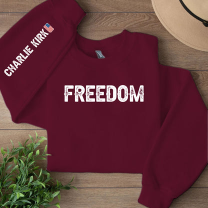 Charlie Kirk Patriot Freedom Sweatshirt | Charlie Kirk Sleeve Right Print Sweater 682958